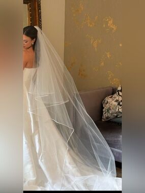 Bridal Cathedral Veil - White 90 inches w blusher